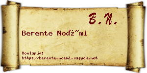 Berente Noémi névjegykártya